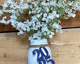 2026 Navy Glitter Graduation Mason Jar Tags, Graduation Party Decorations,  Congrats 2026 Senior Decorations, Class of 2026