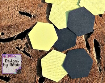 100 beehive die cuts - Hexagon die cuts -  baby hive - baby shower confetti - bumble bee party - gender reveal party