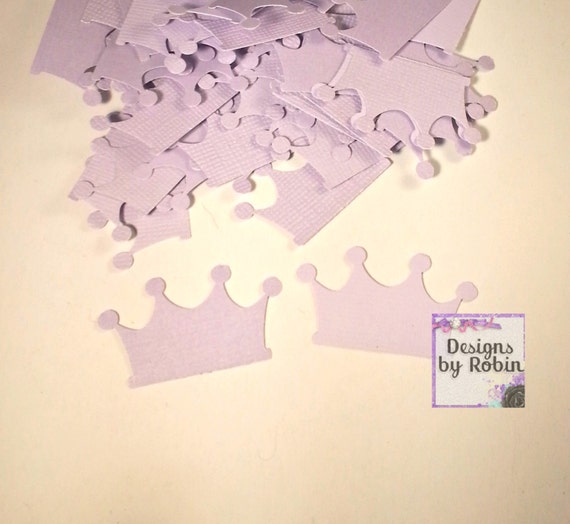100 princess purple crowns, tiara die cut confetti, baby princess party, baby shower confetti, purple party Il_570xn
