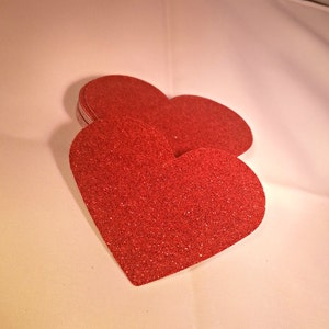 20 3 inch Red Glitter Valentine Heart Cutouts, Glitter Hearts for Prom, Weddings, Homecoming, Baby Showers, Birthday Party Decor image 4