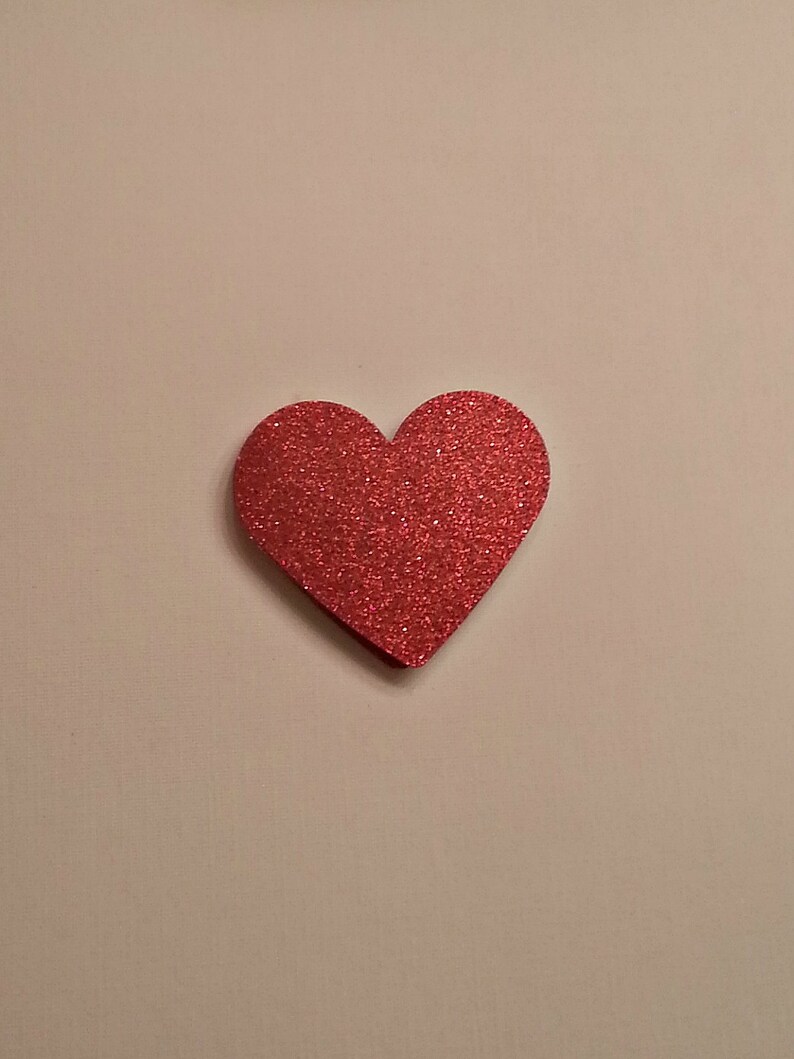 20 3 inch Red Glitter Valentine Heart Cutouts, Glitter Hearts for Prom, Weddings, Homecoming, Baby Showers, Birthday Party Decor image 3