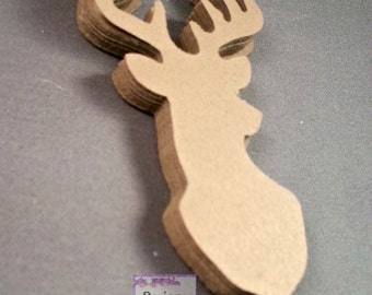 20 kraft  Deer diecuts - diecut mounted deer head - buck die cuts - wilderness diecuts-wedding - country - outdoor dies