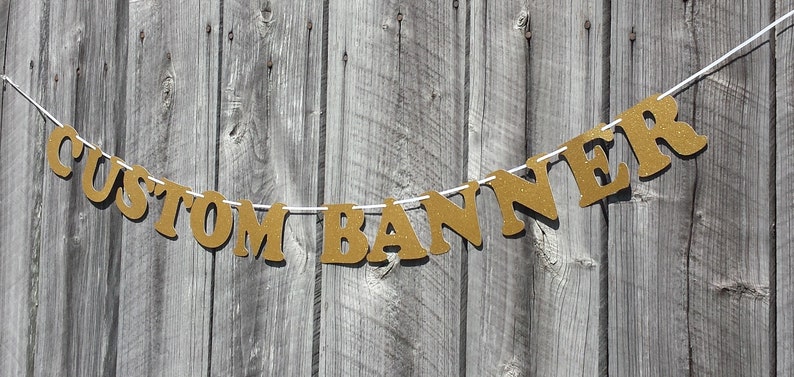 Custom Banner, Birthday Banner, Personalized Name Banner, Gold Glitter Letters, Custom Party Decorations image 7