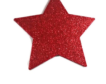 3 inch Large Red Glitter Star Die Cuts, Wedding Red Die cuts, Country Star Cut Outs- Outdoor Star Dies, Star, Baby Shower, Twinkle Star