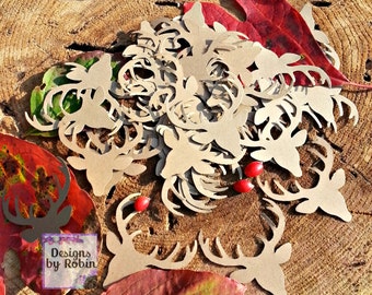 Deer die cut - deer punch outs - deer head confetti - Antlered deer - Wildlife - Woodland - Hunting