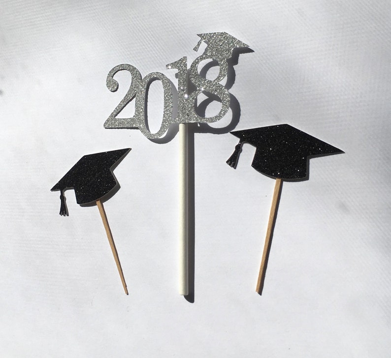 Graduation Cupcake Toppers, Cap Appetizer Picks, 2024 Graduation Caps image 9