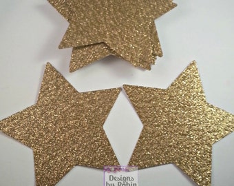 3 inch  Gold Glitter Star Die Cuts, Wedding Gold Diecuts, Country Star Cut Outs- Outdoor Star Dies, Baby Shower, Twinkle Star