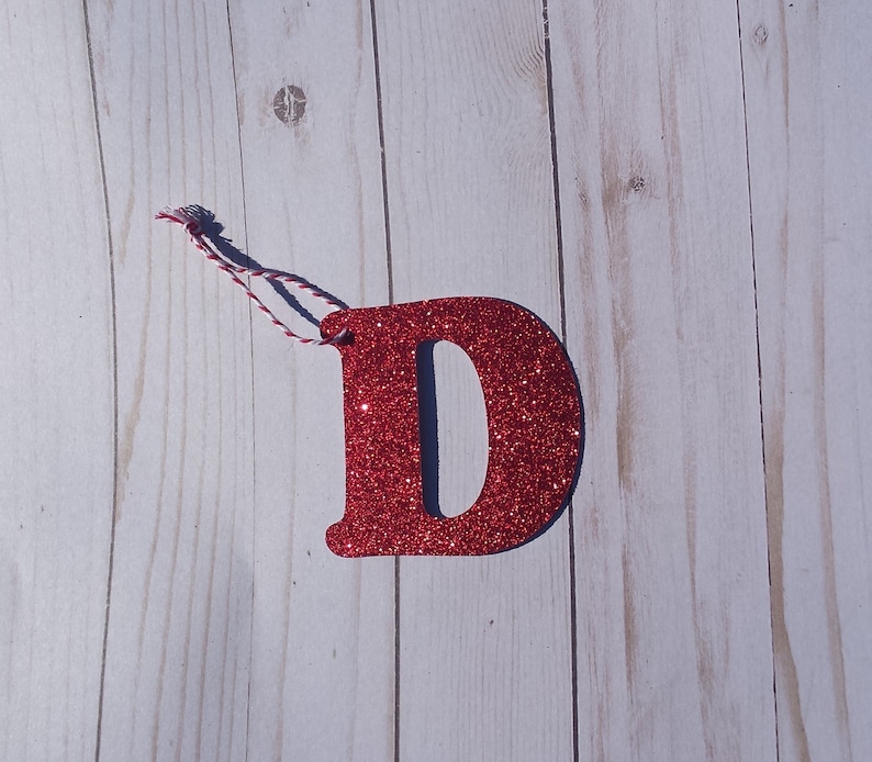 Glitter Letter Ornament, Custom Alphabet Glitter Tag,Glitter Gift Tag, Custom Name Ornament,Monogram Initial Ornament image 6