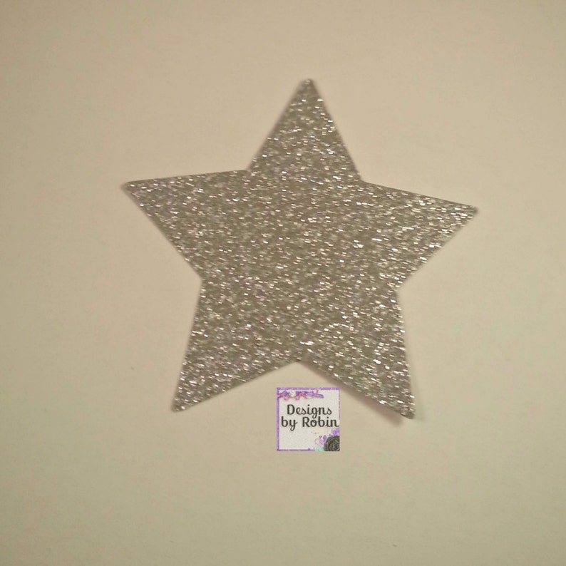 3 Inch Large Glitter Star Die Cuts Silver Star Cut Outs Etsy