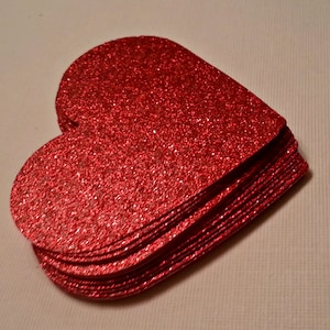 20 3 inch Red Glitter Valentine Heart Cutouts, Glitter Hearts for Prom, Weddings, Homecoming, Baby Showers, Birthday Party Decor image 1