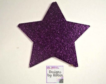 3 inch Purple Glitter Stars, Wedding Purple Diecuts, Country Star Cut Outs- Outdoor Star Dies, Star, Baby Shower, Twinkle Star