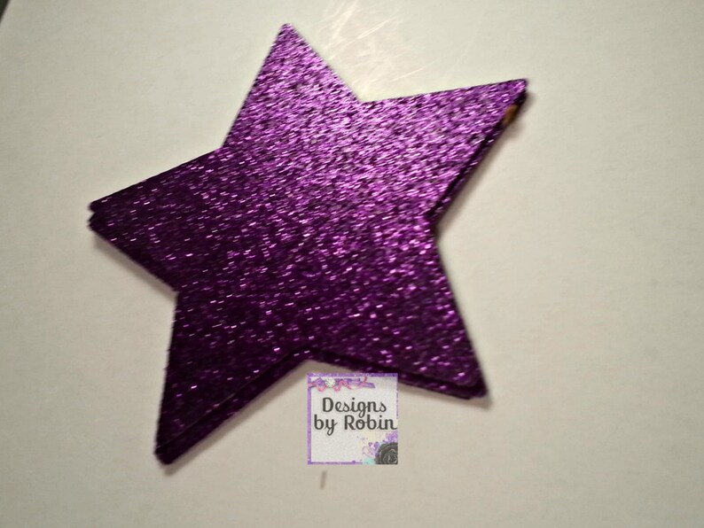 50 3 inch Purple Glitter Stars, Wedding Gold Diecuts, Country Star Cut Outs Outdoor Star Dies, Star Baby Shower, Twinkle Star image 1