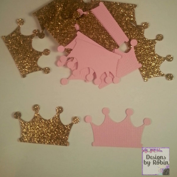 100 oro Glitter y rosa princesa corona confeti-Tiarra fiesta de oro y rosa-Baby Princess Party-Fiesta del príncipe-decoración de la boda