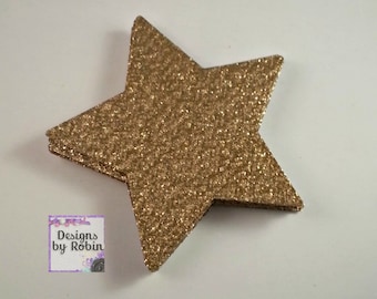 3 inch Gold Glitter Large Star Die Cuts, Wedding Gold Diecut, Country Star Cut Outs, Christmas Stars, Baby Shower, Twinkle Star