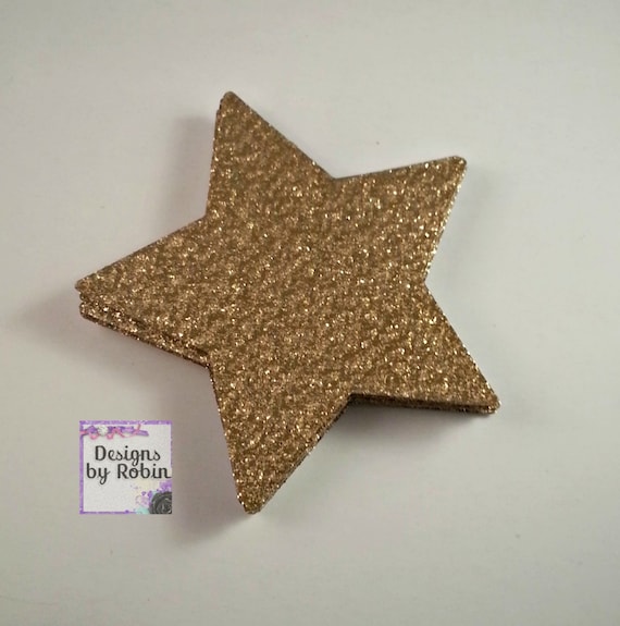 3 inch Gold Glitter Large Star Die Cuts, Wedding Gold Diecut, Country