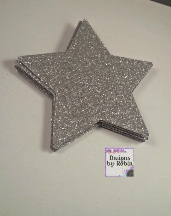 3 inch Silver Glitter Star Die Cuts, Wedding Gold Diecuts, Country Star