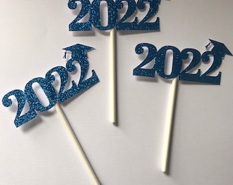 2026 Graduation Cupcake Toppers, Silver 2026 Picks, Graduation Party Decorations