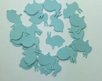 100 baby blue bunny rabbits, Easter confetti, baby boy bunny baby shower