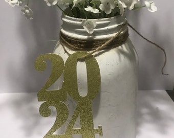 2024 Gold Graduation mason jar tags, Graduation Party Decorations,  Congrats 2024 Senior Decorations, Class of 2024