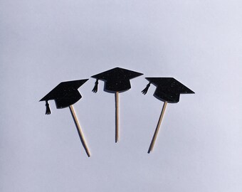24 Stück Gold Glitzer Cupcake-Topper „Class Of 2023“ – Abschluss-Kappendeko Für Kuchen & Cupcakes