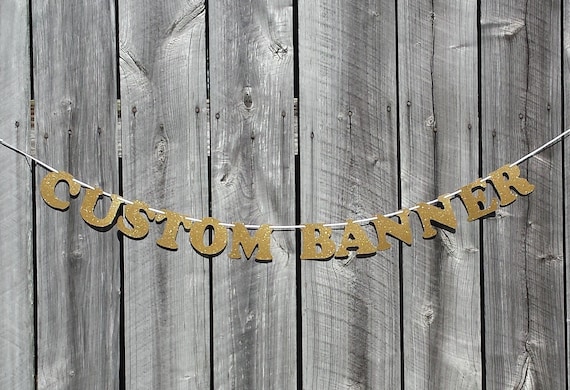 Personalized Banner Gold Glitter Letters Custom Party