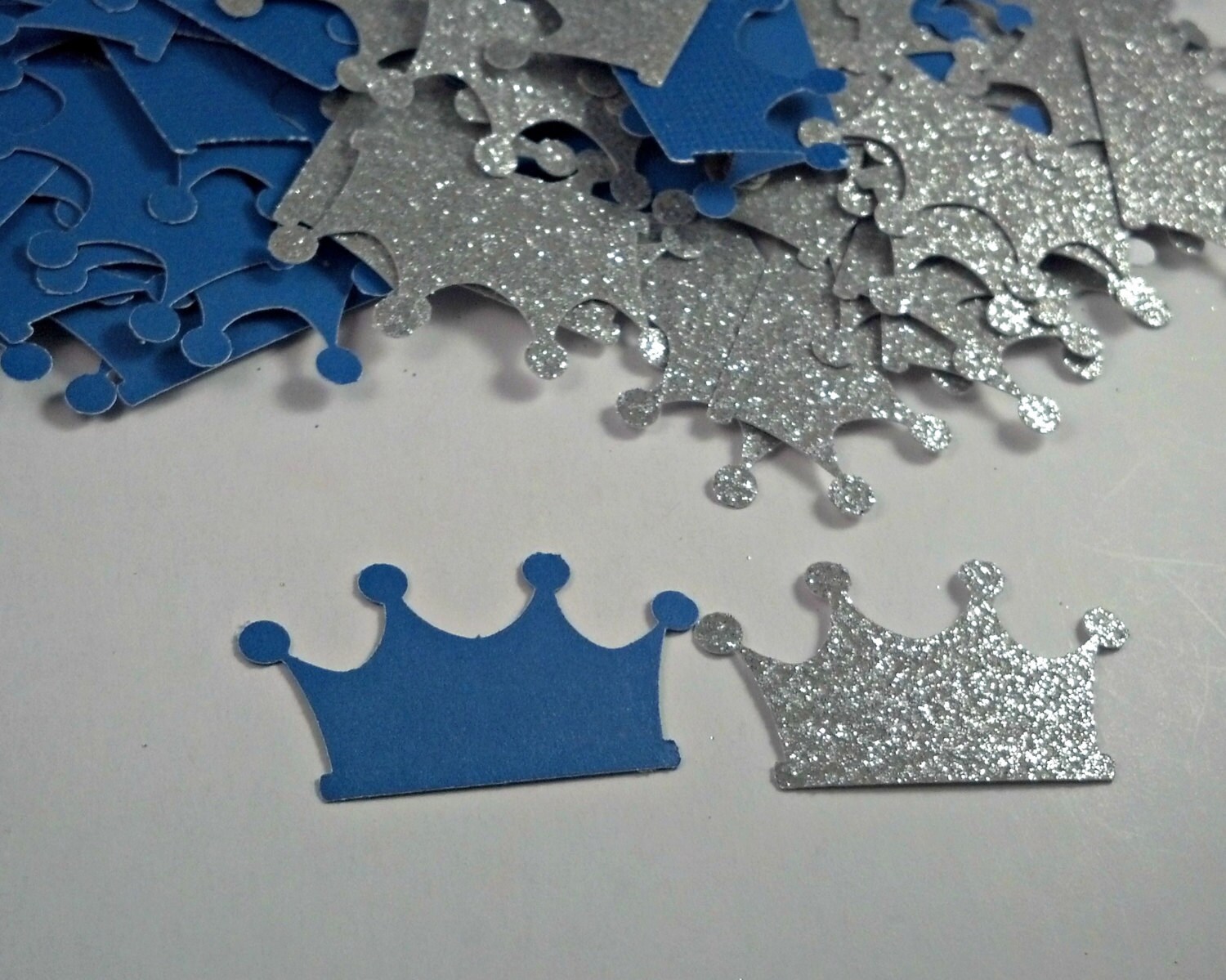 100 Silver Glitter And Blue Prince Crown Confetti Silver Etsy
