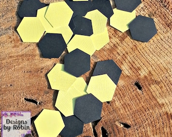 100 1"  Hexagon die cuts, bumble bee gender reveal baby shower, bee party