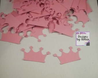 100 princess crown die cuts - tiarra die cuts - baby princess party  - baby shower confetti - pink  party