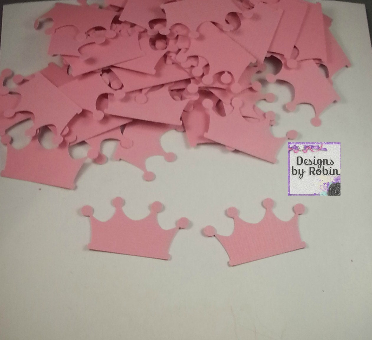 100 princess crown die cuts tiarra die cuts baby princess party baby shower confetti pink party