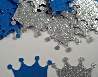 100 Little  Prince Confetti, Prince Crowns, Silver and Royal Blue Crown Confetti, Confetti, Baby Prince Party, Royal Confetti, Wedding Decor