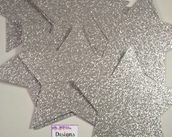 3 inch  Large Glitter Star Die Cuts, Silver Star Cut Outs- Outdoor Star Dies, Star  Baby Shower, Twinkle Star, 30 ct