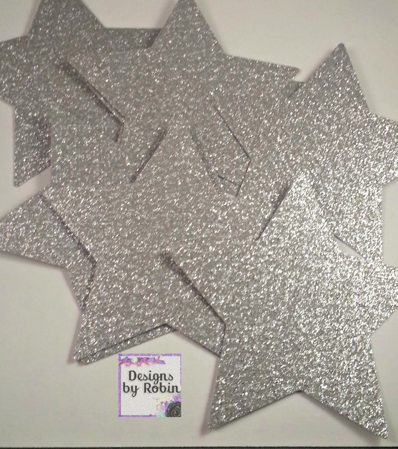 50 3 inch Purple Glitter Stars, Wedding Gold Diecuts, Country Star Cut Outs Outdoor Star Dies, Star Baby Shower, Twinkle Star image 3