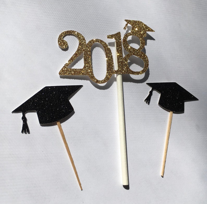 Graduation Cupcake Toppers, Cap Appetizer Picks, 2024 Graduation Caps image 8