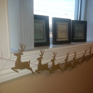 Reindeer Garland, Reindeer Banner, Christmas Deer Garland, Christmas Rudolph Banner, Winter Garland Decorations