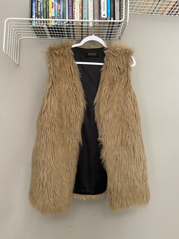 Vintage Faux Fur Vest 50s Beige Brown Tan