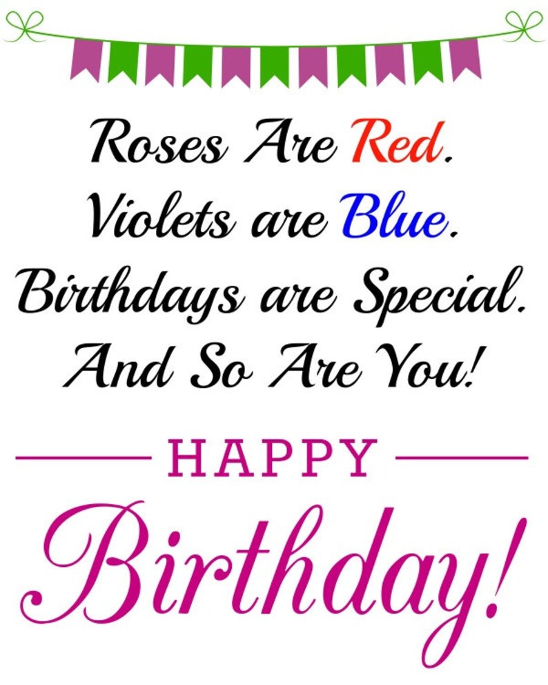 Instant Download Roses Are Red Violets Are Blue Birthday Poem Etsy