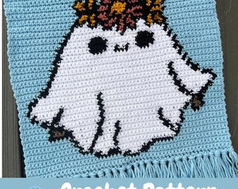 Floral Ghost Crochet Pattern: Halloween Wall Hanging (PDF Pattern)