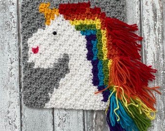 Crochet unicorn pattern, unicorn wall hanging pattern, instant download, crochet unicorn, rainbow decor, nursery decor, baby room, kids fun