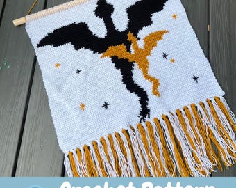 Double Dragon Crochet Pattern: Fantasy Wall Hanging (Digital Download)