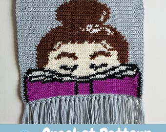 Crochet Book Lover Wall Art Pattern: Girl Reading (Digital Download)