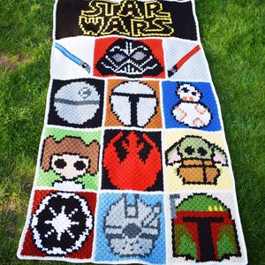 Star Wars Corner to Corner Blanket Pattern, couverture c2c, star wars, boba fett, motif de couverture au crochet