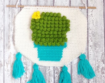 Digital pattern, cactus wall hanging, crochet, crafty decor, desert decor, plant lady, cacti, crochet tutorial, kids room, nursery, pop art