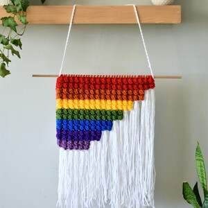 Rainbow Wall Hanging pattern, tapestry art, crochet pattern, crochet rainbow, modern wall decor, rainbow decor, nursery art