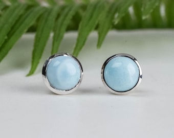 Larimar Earrings 7mm .925 Silver