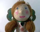 Kiss Me I'm Irish paper mache clover leaf ornamental doll