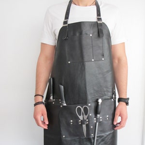 Leather Apron with Knife Seath Pockets, available in three colors