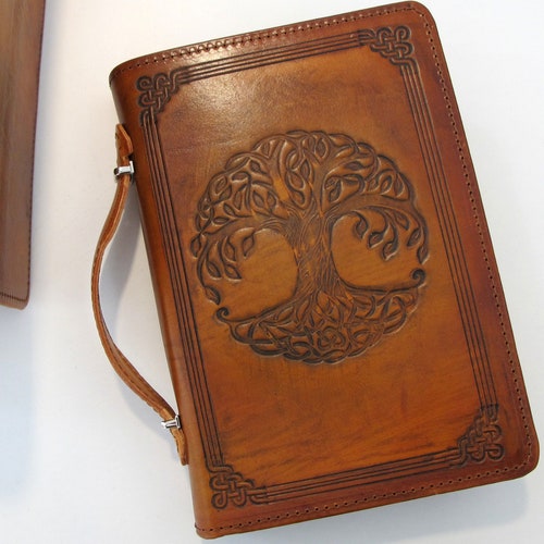 Leather Book Cover Book Case With Zipper and Top Handle Etsy