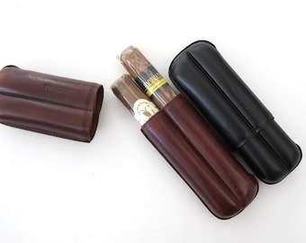 Leather Cigar Pouch, Handmade Molded Cigar Case