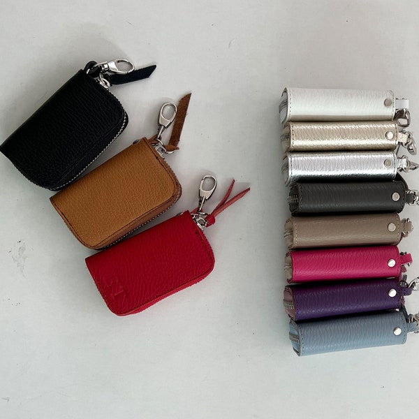 Leather Zipper Car Key Case, Leather Key Bag, Leather key holder, Leather key pouch,Key Organizer,Leather Key Pocket with Initials