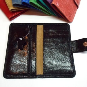 Large Women&#39;s leather wallet available in 9 colors